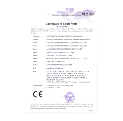 CE认证-理士电池
